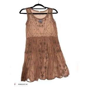 Blush beaded sheer dress.